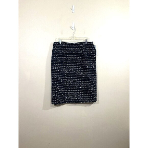 Peter Nygard Womens Striped Tinsel Pencil Skirt 14 Black Party Shimmery NWT - Picture 1 of 7